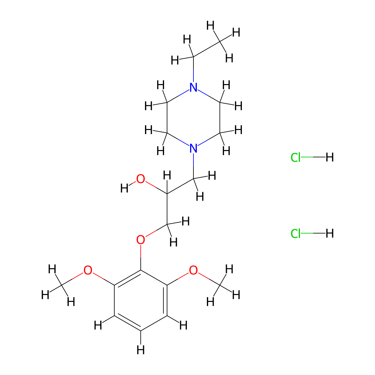 1-(2,6-Dimethoxyphenoxy)-3-(4-ethylpiperazin-1-yl)propan-2-ol dihydrochloride molecular structure, CAS 1215353-79-9