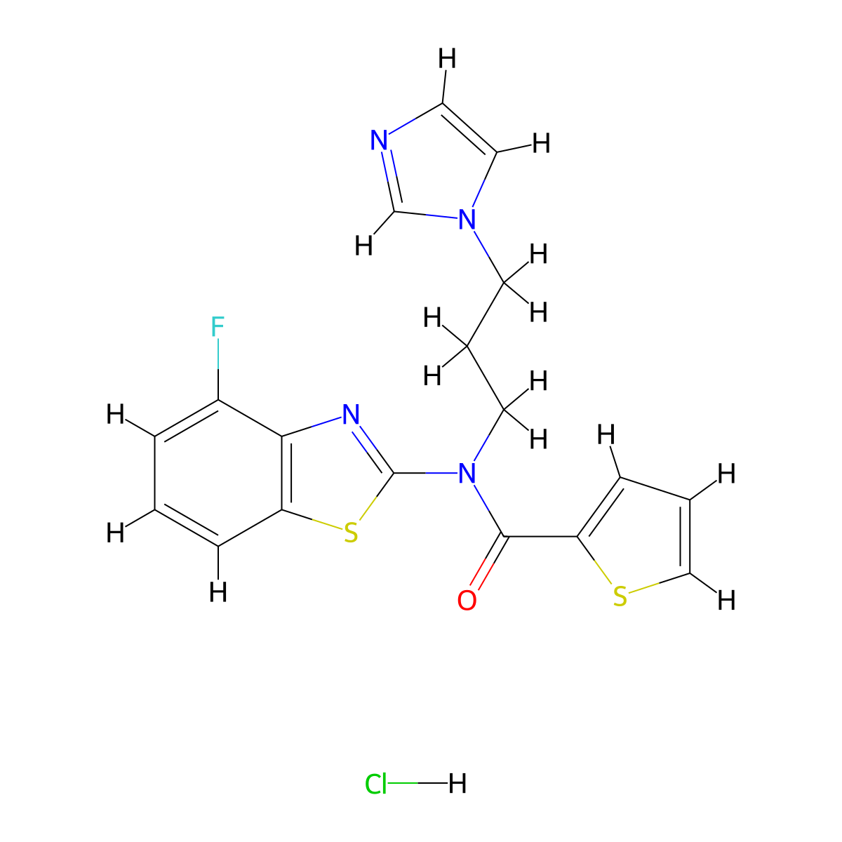 N-(3-(1H-imidazol-1-yl)propyl)-N-(4-fluorobenzo[d]thiazol-2-yl)thiophene-2-carboxamide hydrochloride molecular structure, CAS 1215356-87-8