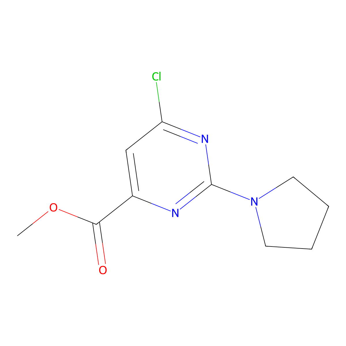 Methyl 6-chloro-2-(pyrrolidin-1-yl)pyrimidine-4-carboxylate molecular structure, CAS 1215357-92-8