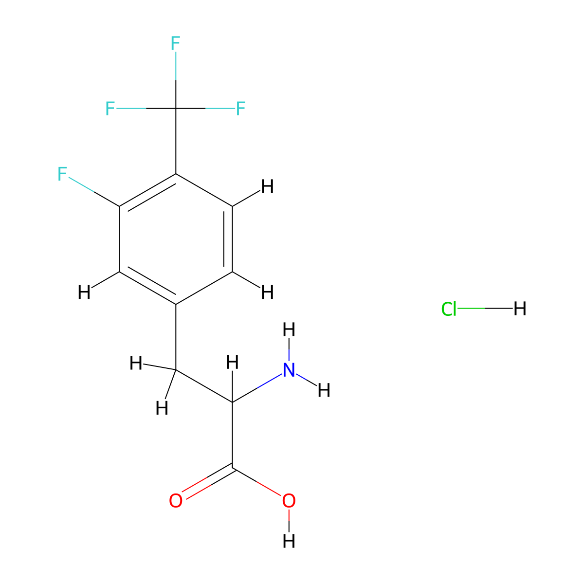 2-Amino-3-(3-fluoro-4-(trifluoromethyl)phenyl)propanoic acid hydrochloride molecular structure, CAS 1215361-76-4