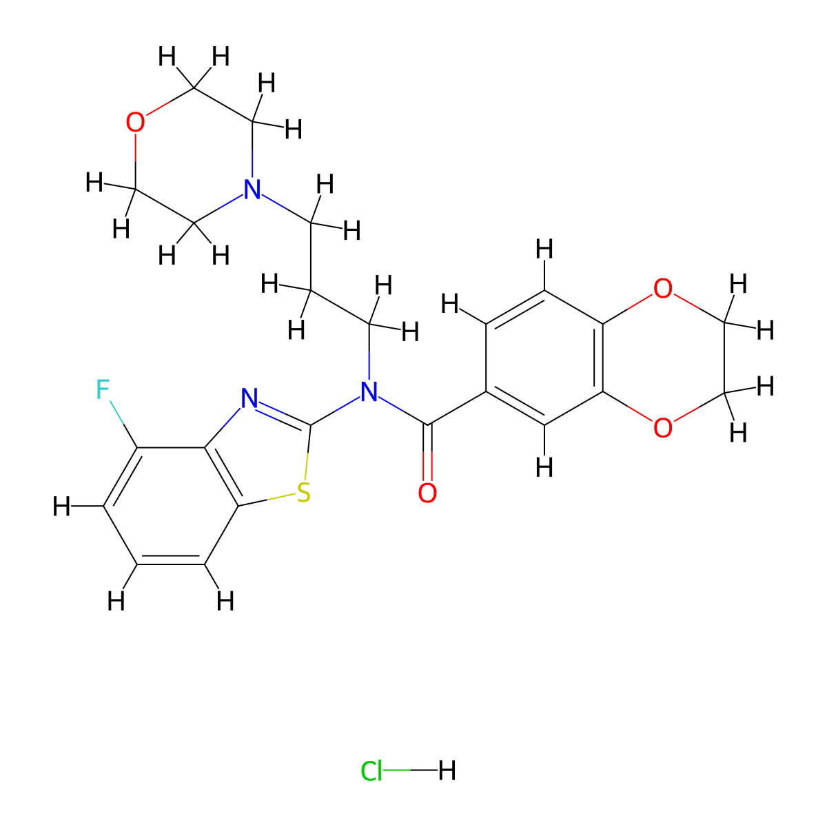 N-(4-fluorobenzo[d]thiazol-2-yl)-N-(3-morpholinopropyl)-2,3-dihydrobenzo[b][1,4]dioxine-6-carboxamide hydrochloride molecular structure, CAS 1215362-19-8