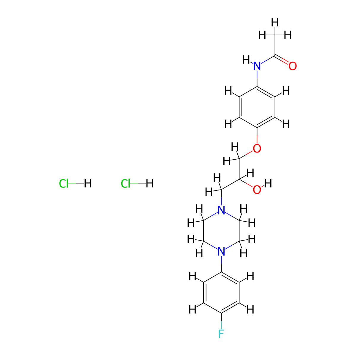 N-(4-{3-[4-(4-Fluorophenyl)piperazin-1-YL]-2-hydroxypropoxy}phenyl)acetamide dihydrochloride molecular structure, CAS 1215362-59-6