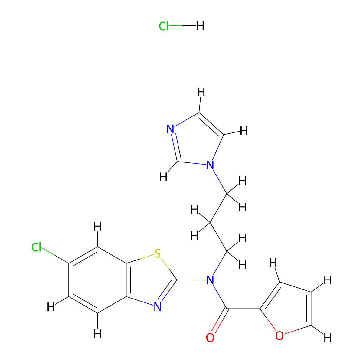 N-(3-(1H-imidazol-1-yl)propyl)-N-(6-chlorobenzo[d]thiazol-2-yl)furan-2-carboxamide hydrochloride molecular structure, CAS 1215362-74-5