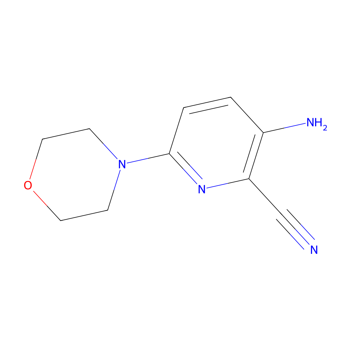 3-Amino-6-morpholin-4-ylpyridine-2-carbonitrile molecular structure, CAS 1215366-55-4