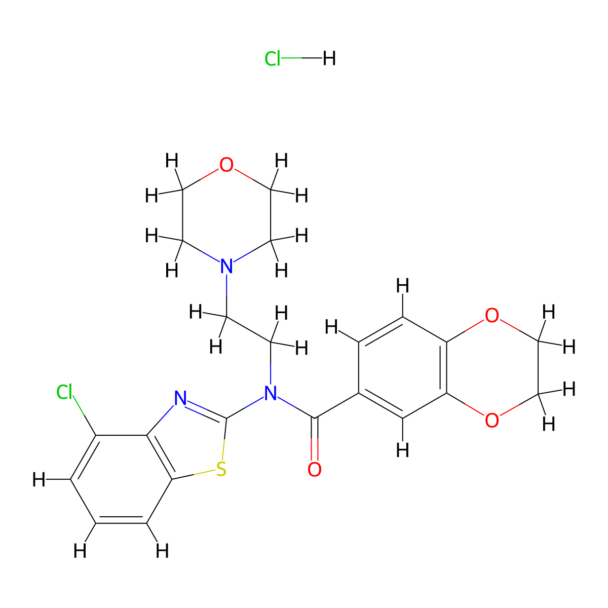 N-(4-Chloro-1,3-benzothiazol-2-YL)-N-[2-(morpholin-4-YL)ethyl]-2,3-dihydro-1,4-benzodioxine-6-carboxamide hydrochloride molecular structure, CAS 1215366-85-0