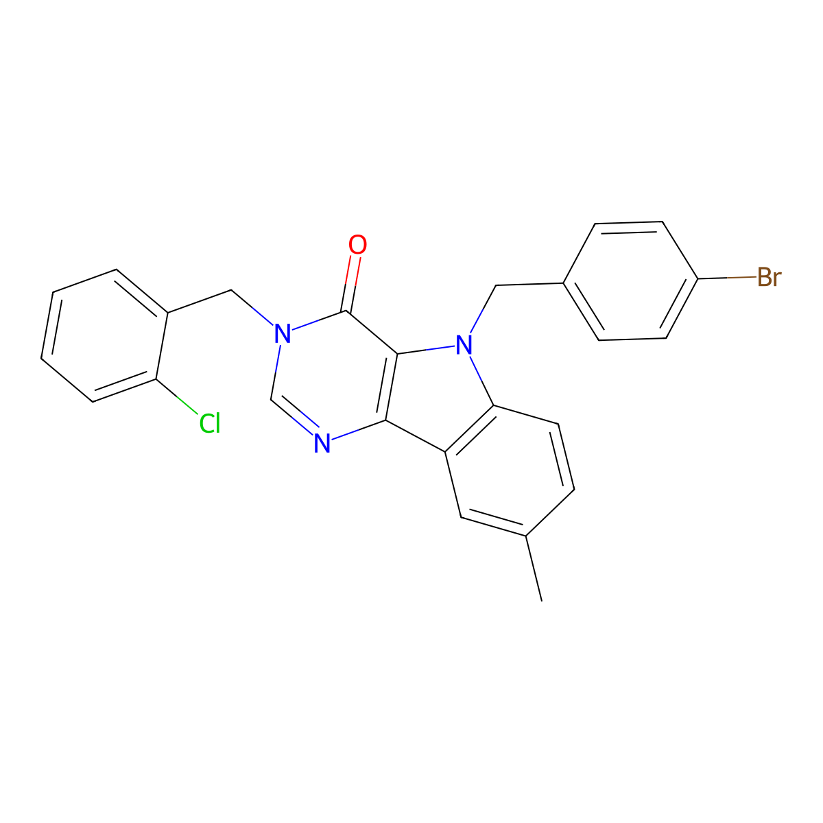 5-(4-bromobenzyl)-3-(2-chlorobenzyl)-8-methyl-3H-pyrimido[5,4-b]indol-4(5H)-one molecular structure, CAS 1215368-10-7