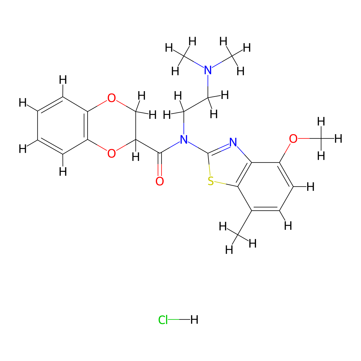 N-(2-(dimethylamino)ethyl)-N-(4-methoxy-7-methylbenzo[d]thiazol-2-yl)-2,3-dihydrobenzo[b][1,4]dioxine-2-carboxamide hydrochloride molecular structure, CAS 1215369-03-1
