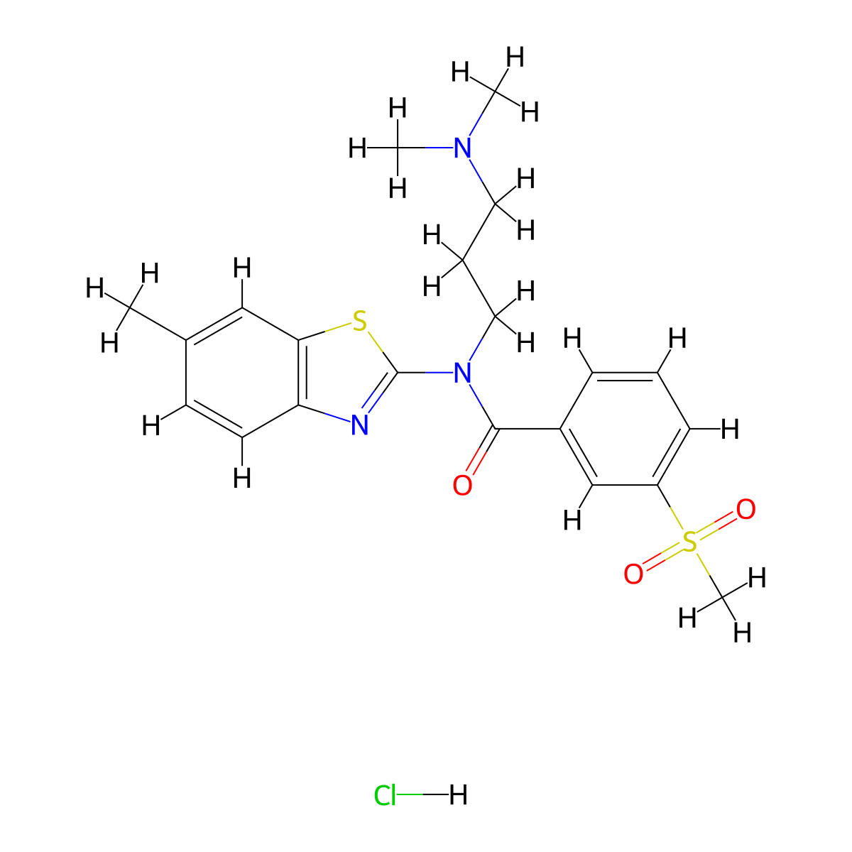 N-(3-(dimethylamino)propyl)-N-(6-methylbenzo[d]thiazol-2-yl)-3-(methylsulfonyl)benzamide hydrochloride molecular structure, CAS 1215369-21-3