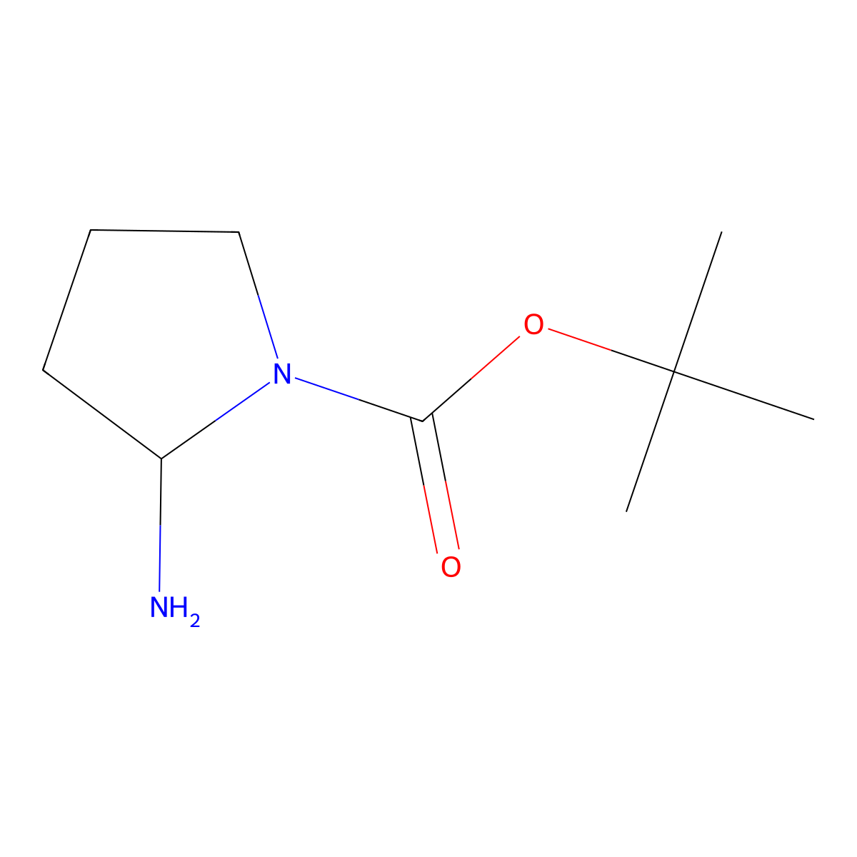 Tert-butyl 2-aminopyrrolidine-1-carboxylate molecular structure, CAS 121537-94-8