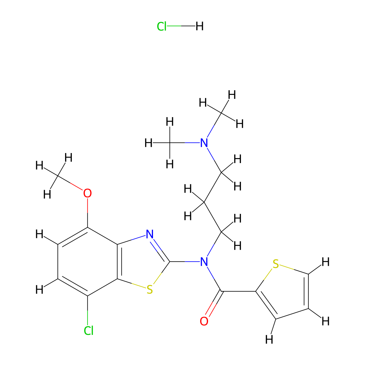 N-(7-chloro-4-methoxybenzo[d]thiazol-2-yl)-N-(3-(dimethylamino)propyl)thiophene-2-carboxamide hydrochloride molecular structure, CAS 1215370-10-7