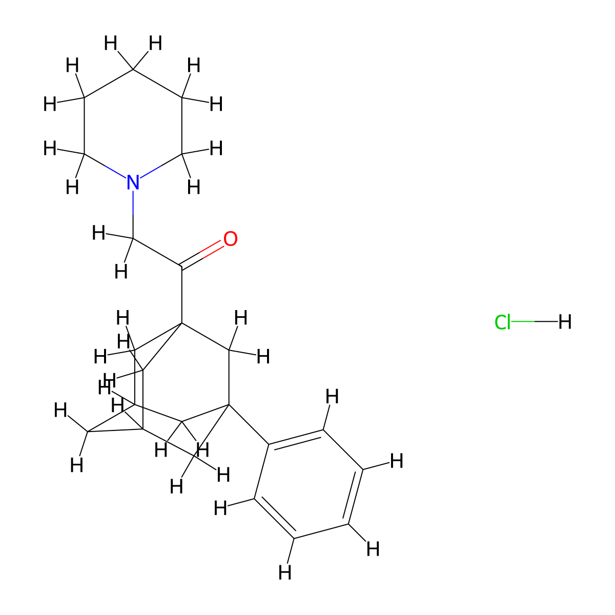 1-((1s,3r,5R,7S)-3-phenyladamantan-1-yl)-2-(piperidin-1-yl)ethanone hydrochloride molecular structure, CAS 1215370-42-5