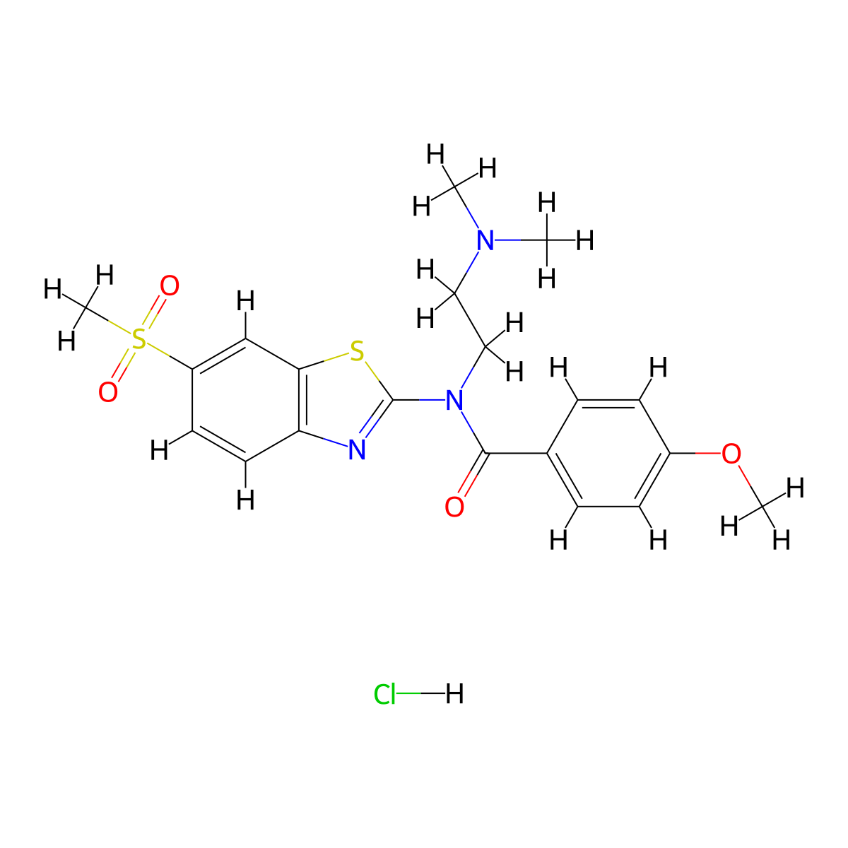 N-(2-(dimethylamino)ethyl)-4-methoxy-N-(6-(methylsulfonyl)benzo[d]thiazol-2-yl)benzamide hydrochloride molecular structure, CAS 1215371-59-7