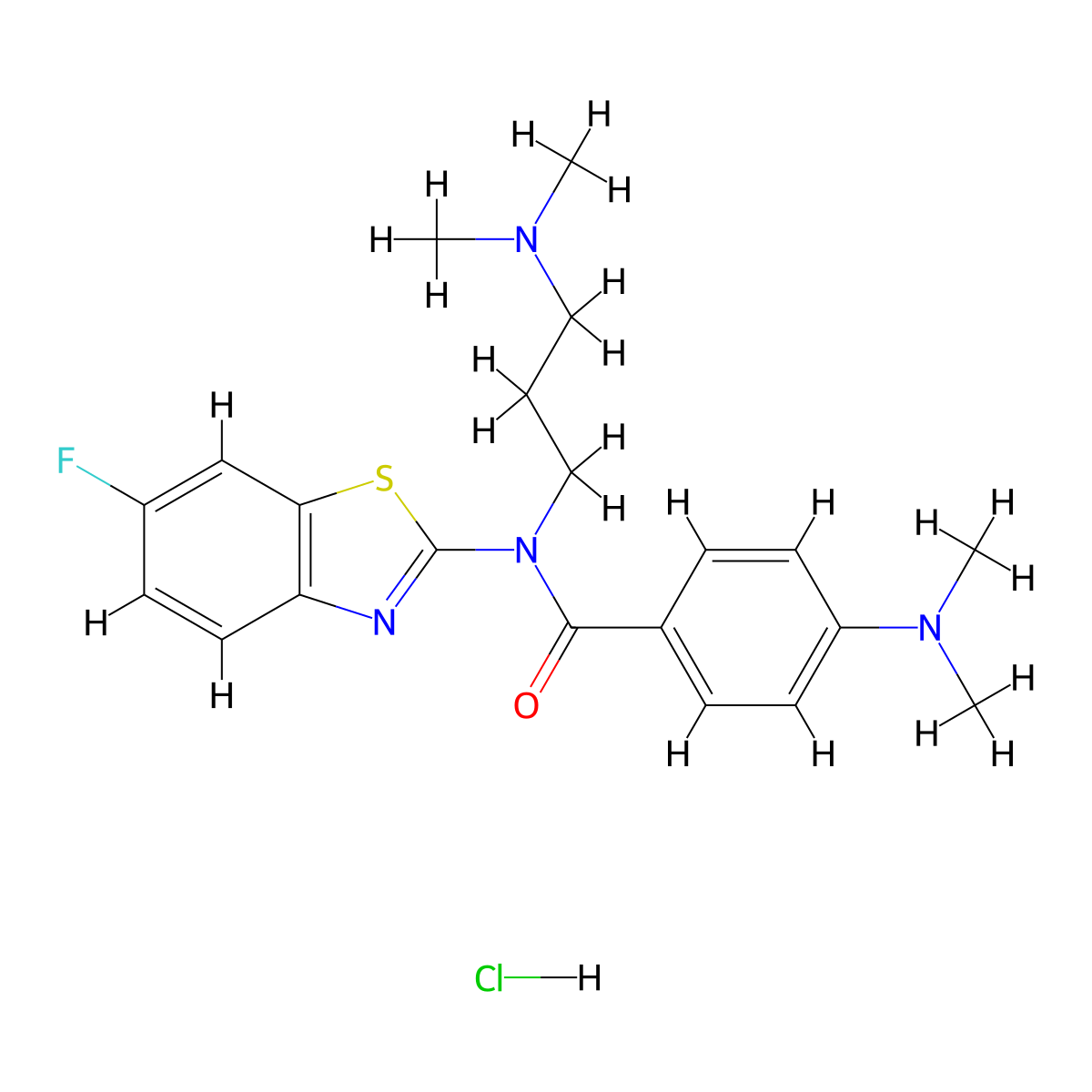 4-(dimethylamino)-N-(3-(dimethylamino)propyl)-N-(6-fluorobenzo[d]thiazol-2-yl)benzamide hydrochloride molecular structure, CAS 1215371-98-4