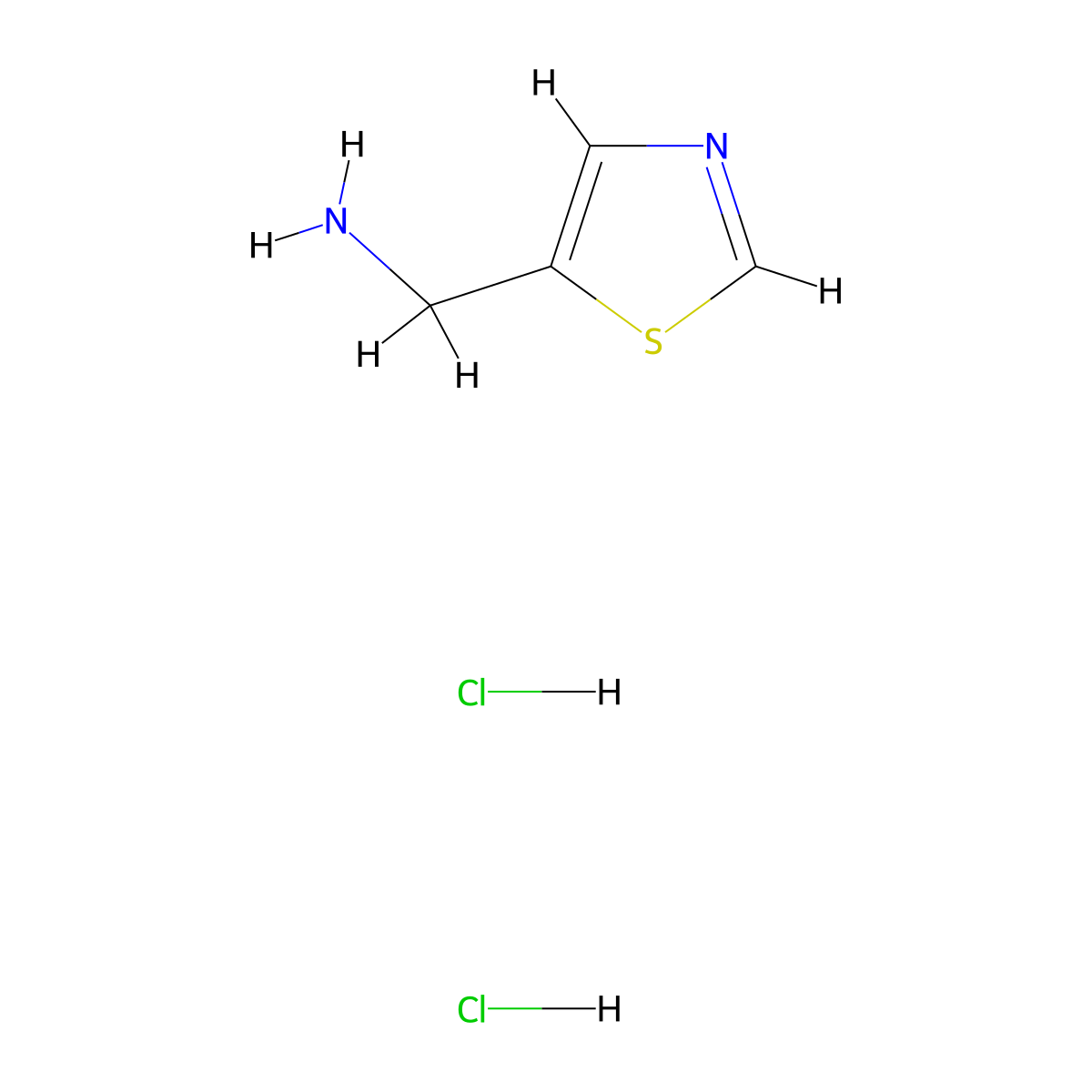 Thiazol-5-ylmethanamine dihydrochloride molecular structure, CAS 1215372-00-1