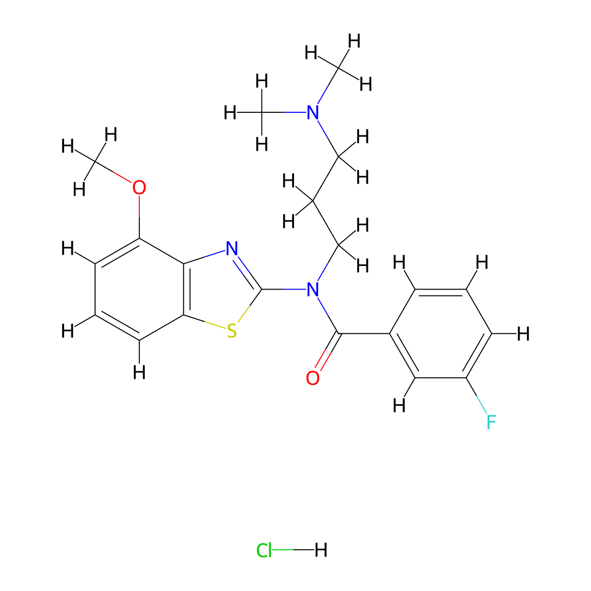 N-(3-(dimethylamino)propyl)-3-fluoro-N-(4-methoxybenzo[d]thiazol-2-yl)benzamide hydrochloride molecular structure, CAS 1215373-82-2