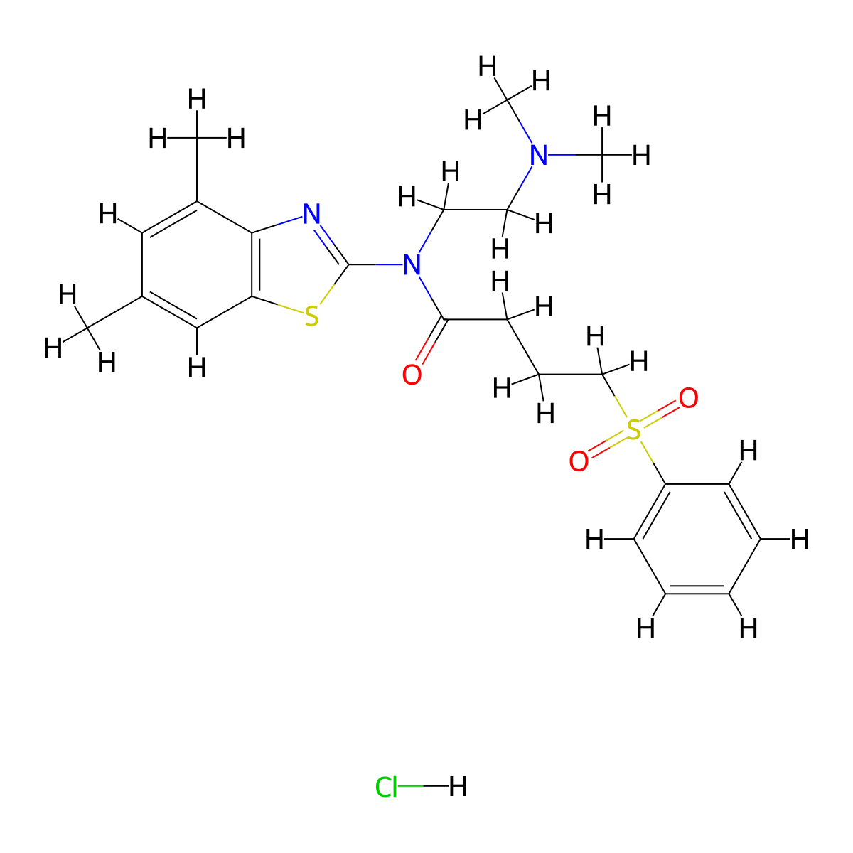 N-(2-(dimethylamino)ethyl)-N-(4,6-dimethylbenzo[d]thiazol-2-yl)-4-(phenylsulfonyl)butanamide hydrochloride molecular structure, CAS 1215373-93-5