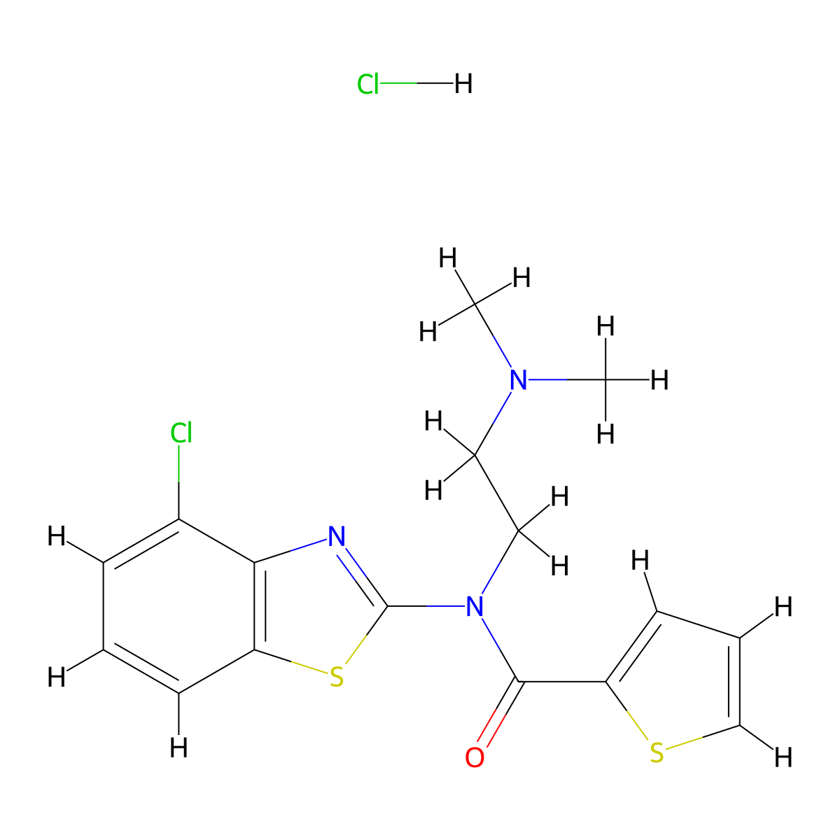 N-(4-chlorobenzo[d]thiazol-2-yl)-N-(2-(dimethylamino)ethyl)thiophene-2-carboxamide hydrochloride molecular structure, CAS 1215376-06-9