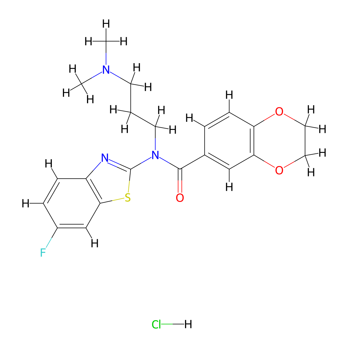 N-(3-(dimethylamino)propyl)-N-(6-fluorobenzo[d]thiazol-2-yl)-2,3-dihydrobenzo[b][1,4]dioxine-6-carboxamide hydrochloride molecular structure, CAS 1215377-70-0