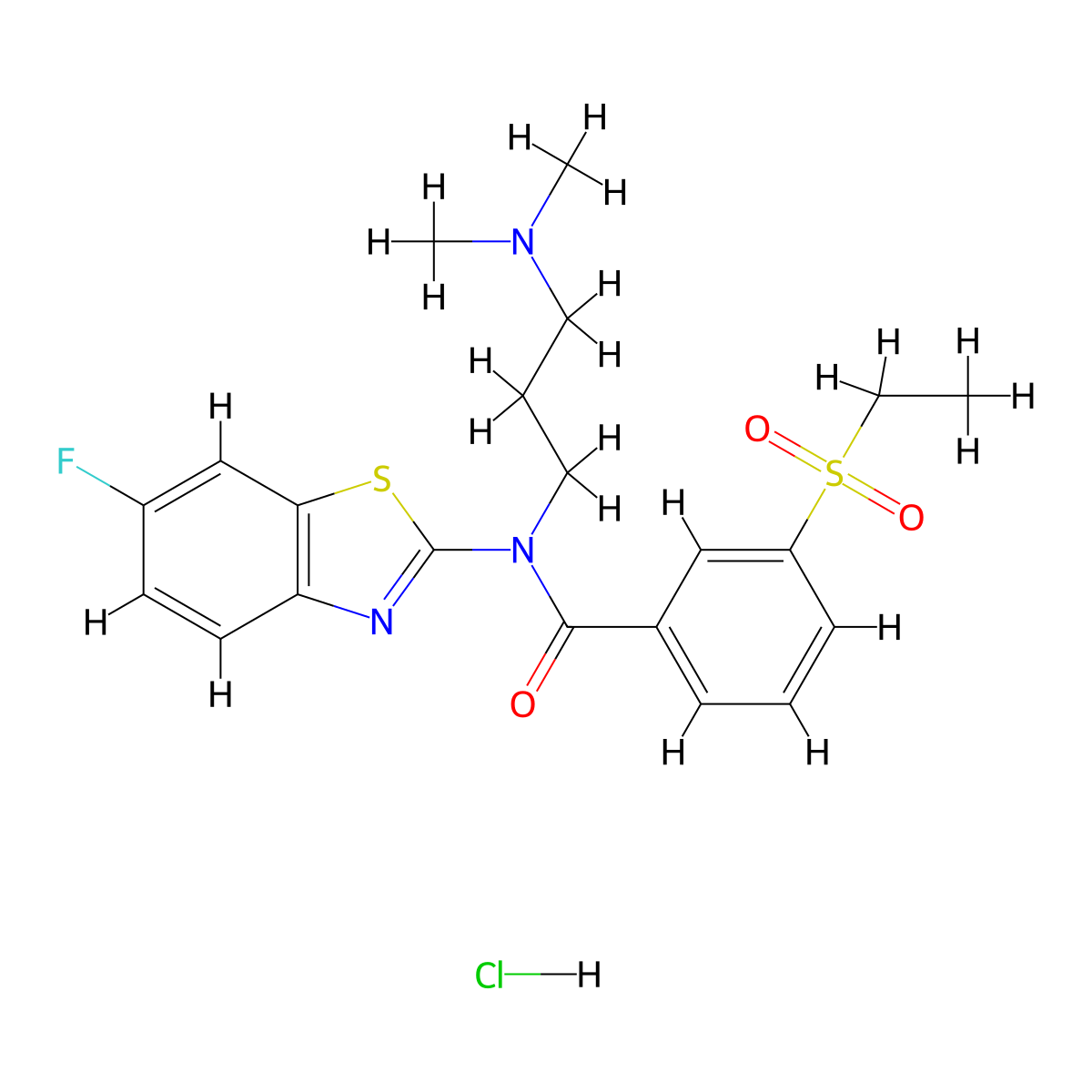 N-(3-(dimethylamino)propyl)-3-(ethylsulfonyl)-N-(6-fluorobenzo[d]thiazol-2-yl)benzamide hydrochloride molecular structure, CAS 1215379-20-6