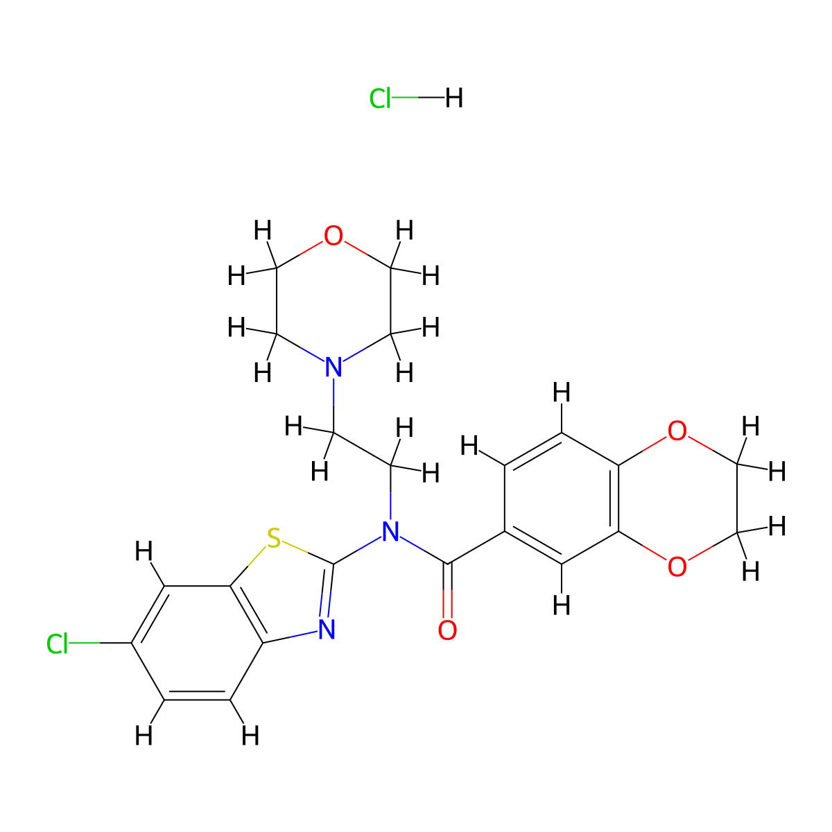 N-(6-chlorobenzo[d]thiazol-2-yl)-N-(2-morpholinoethyl)-2,3-dihydrobenzo[b][1,4]dioxine-6-carboxamide hydrochloride molecular structure, CAS 1215381-50-2