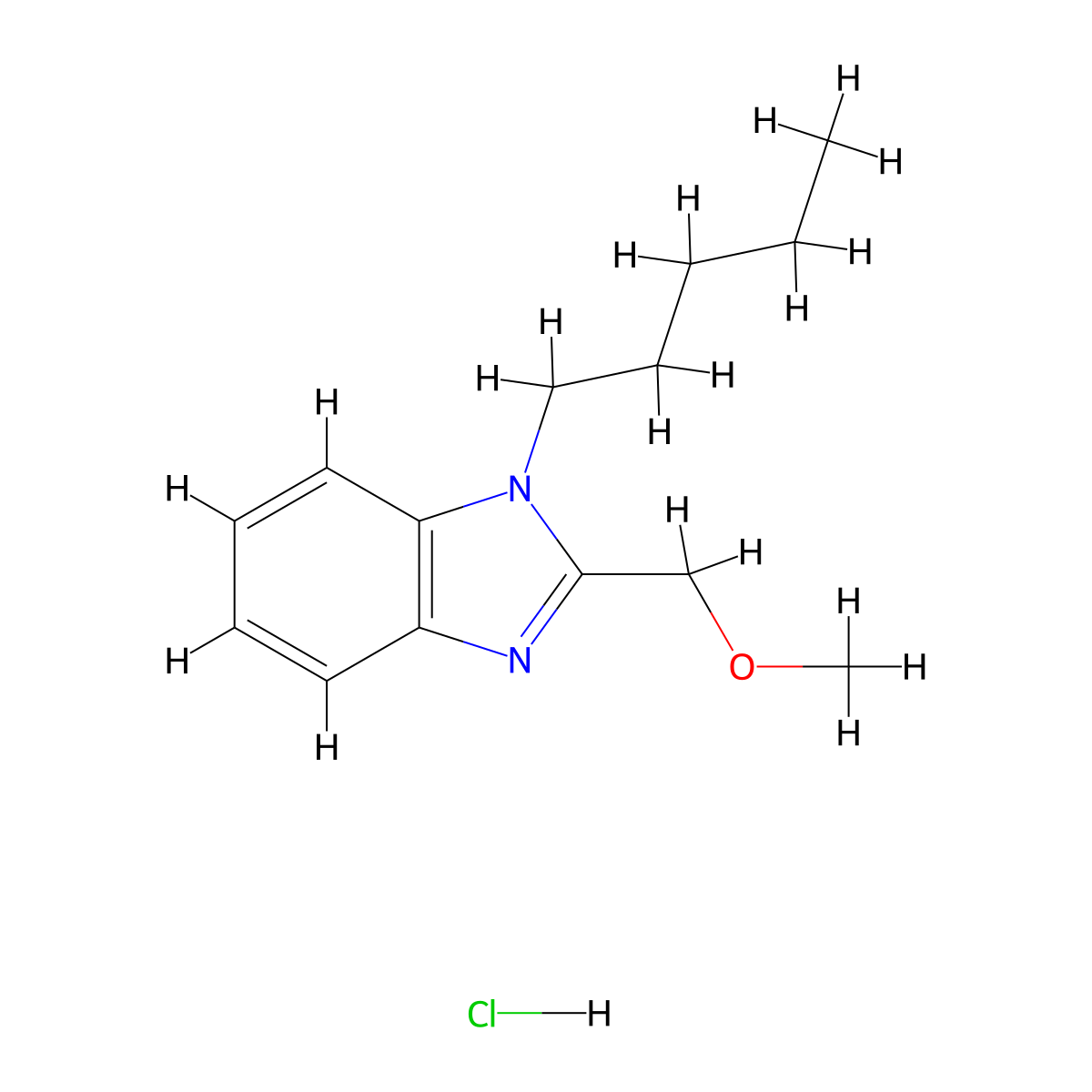2-(methoxymethyl)-1-pentyl-1H-benzo[d]imidazole hydrochloride molecular structure, CAS 1215382-28-7