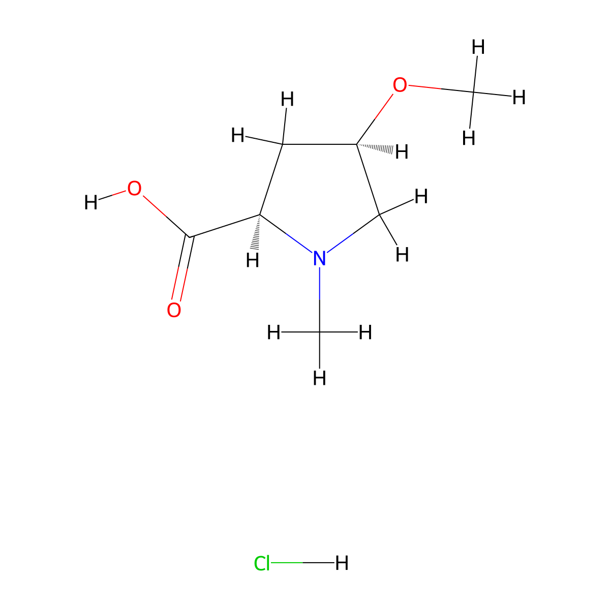 (2R,4R)-4-Methoxy-1-methylpyrrolidine-2-carboxylic acid hydrochloride molecular structure, CAS 1215385-33-3