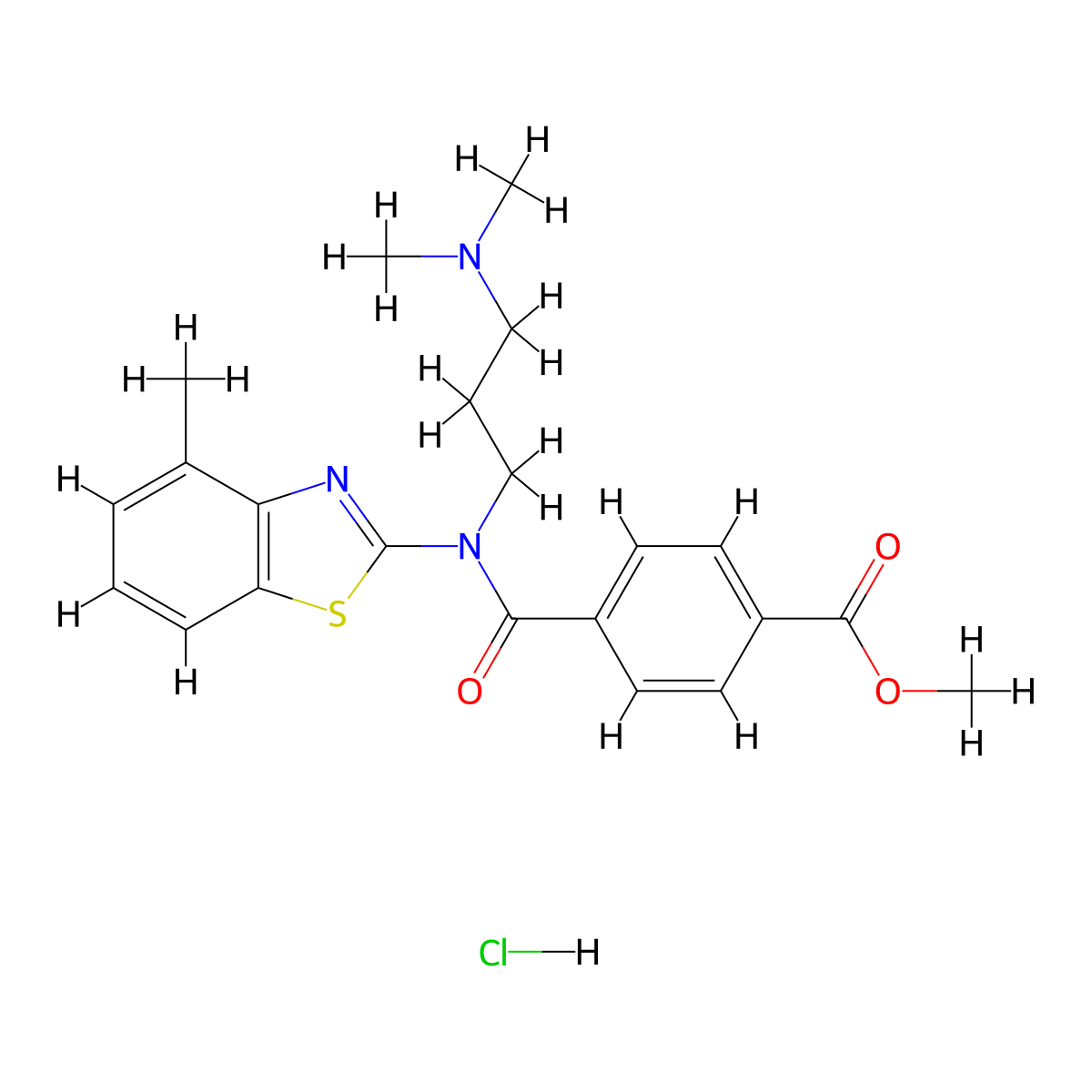 Methyl 4-((3-(dimethylamino)propyl)(4-methylbenzo[d]thiazol-2-yl)carbamoyl)benzoate hydrochloride molecular structure, CAS 1215387-71-5