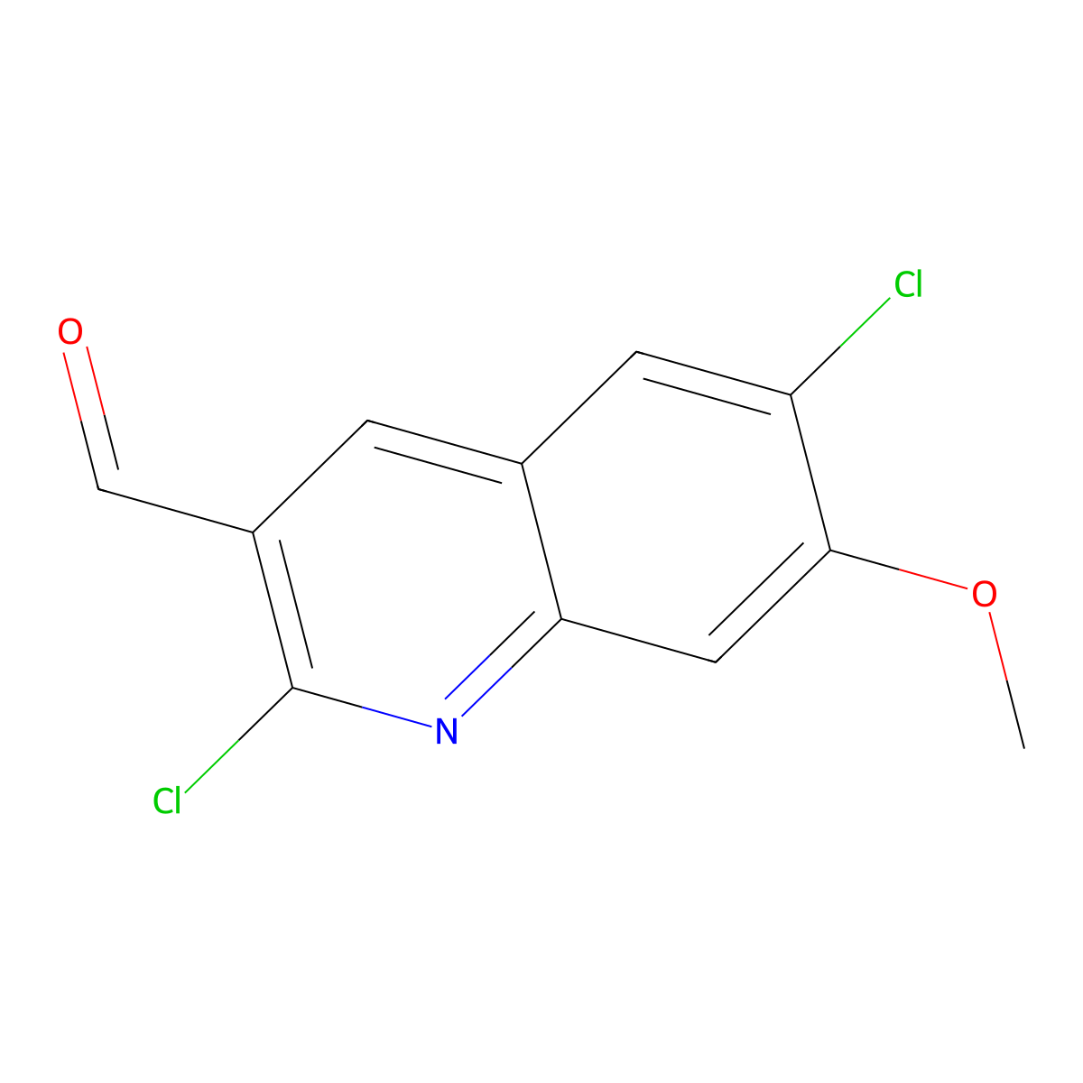 2,6-Dichloro-7-methoxyquinoline-3-carbaldehyde molecular structure, CAS 1215387-99-7