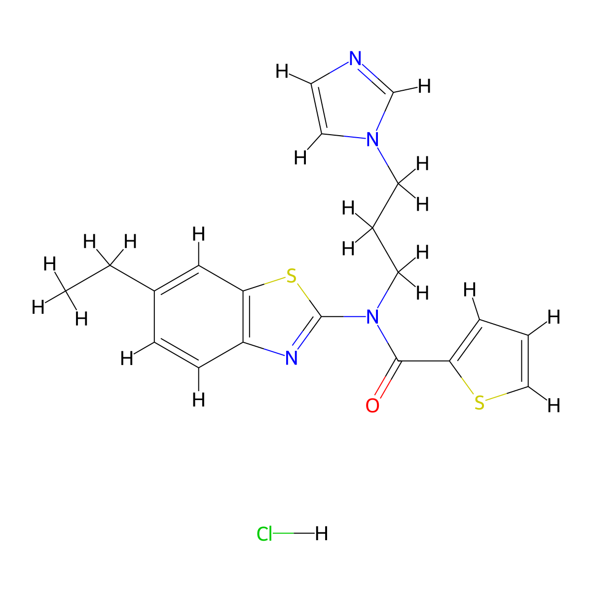 N-(3-(1H-imidazol-1-yl)propyl)-N-(6-ethylbenzo[d]thiazol-2-yl)thiophene-2-carboxamide hydrochloride molecular structure, CAS 1215388-96-7