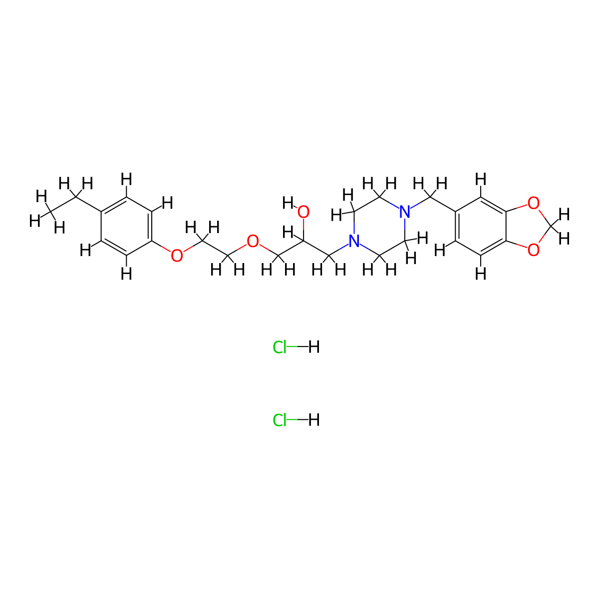 1-(4-(Benzo[d][1,3]dioxol-5-ylmethyl)piperazin-1-yl)-3-(2-(4-ethylphenoxy)ethoxy)propan-2-ol dihydrochloride molecular structure, CAS 1215389-20-0
