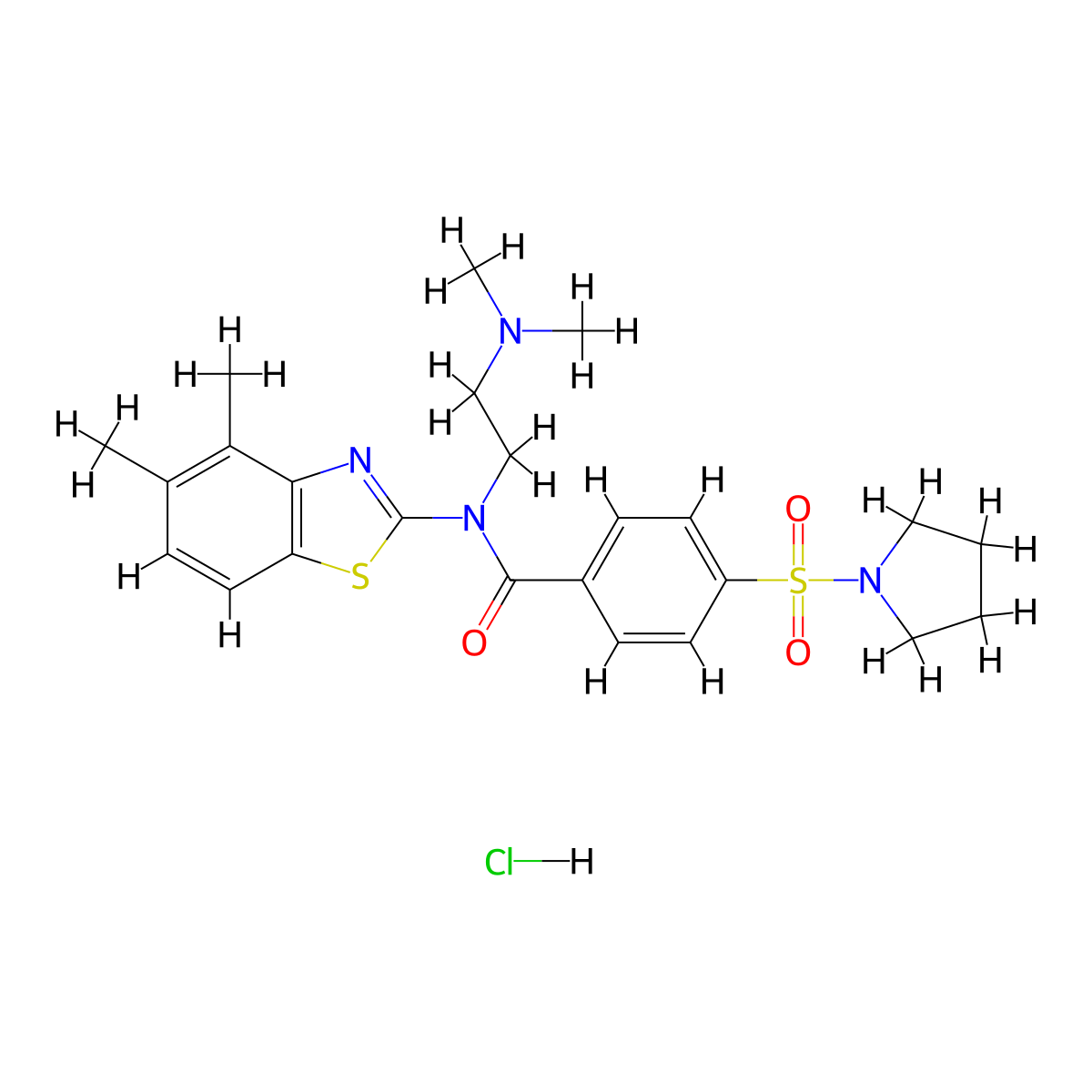 N-(2-(dimethylamino)ethyl)-N-(4,5-dimethylbenzo[d]thiazol-2-yl)-4-(pyrrolidin-1-ylsulfonyl)benzamide hydrochloride molecular structure, CAS 1215389-49-3