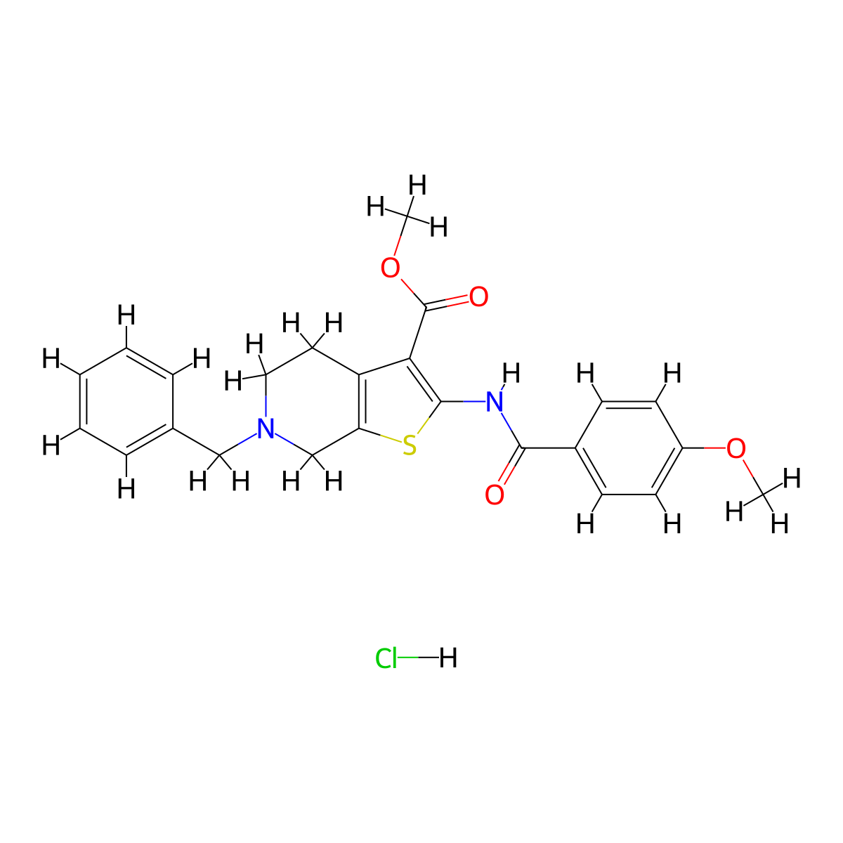 Methyl 6-benzyl-2-(4-methoxybenzamido)-4,5,6,7-tetrahydrothieno[2,3-c]pyridine-3-carboxylate hydrochloride molecular structure, CAS 1215390-13-8