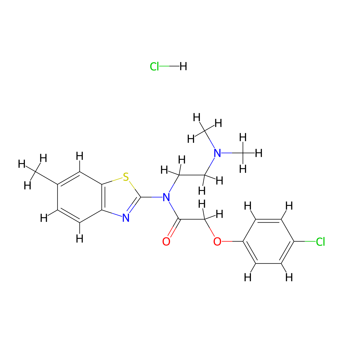 2-(4-chlorophenoxy)-N-(2-(dimethylamino)ethyl)-N-(6-methylbenzo[d]thiazol-2-yl)acetamide hydrochloride molecular structure, CAS 1215392-03-2