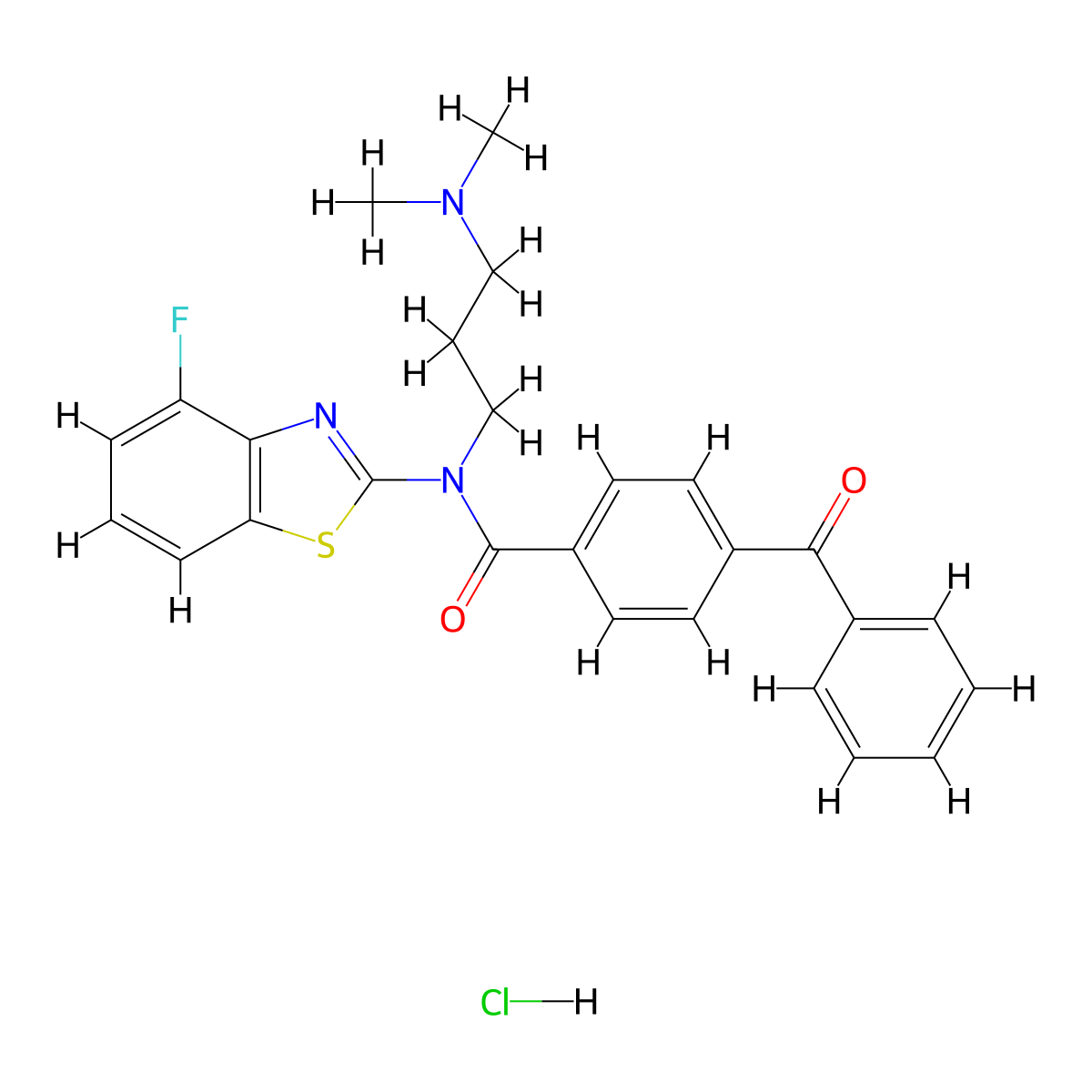 4-Benzoyl-N-[3-(dimethylamino)propyl]-N-(4-fluoro-1,3-benzothiazol-2-YL)benzamide hydrochloride molecular structure, CAS 1215393-00-2