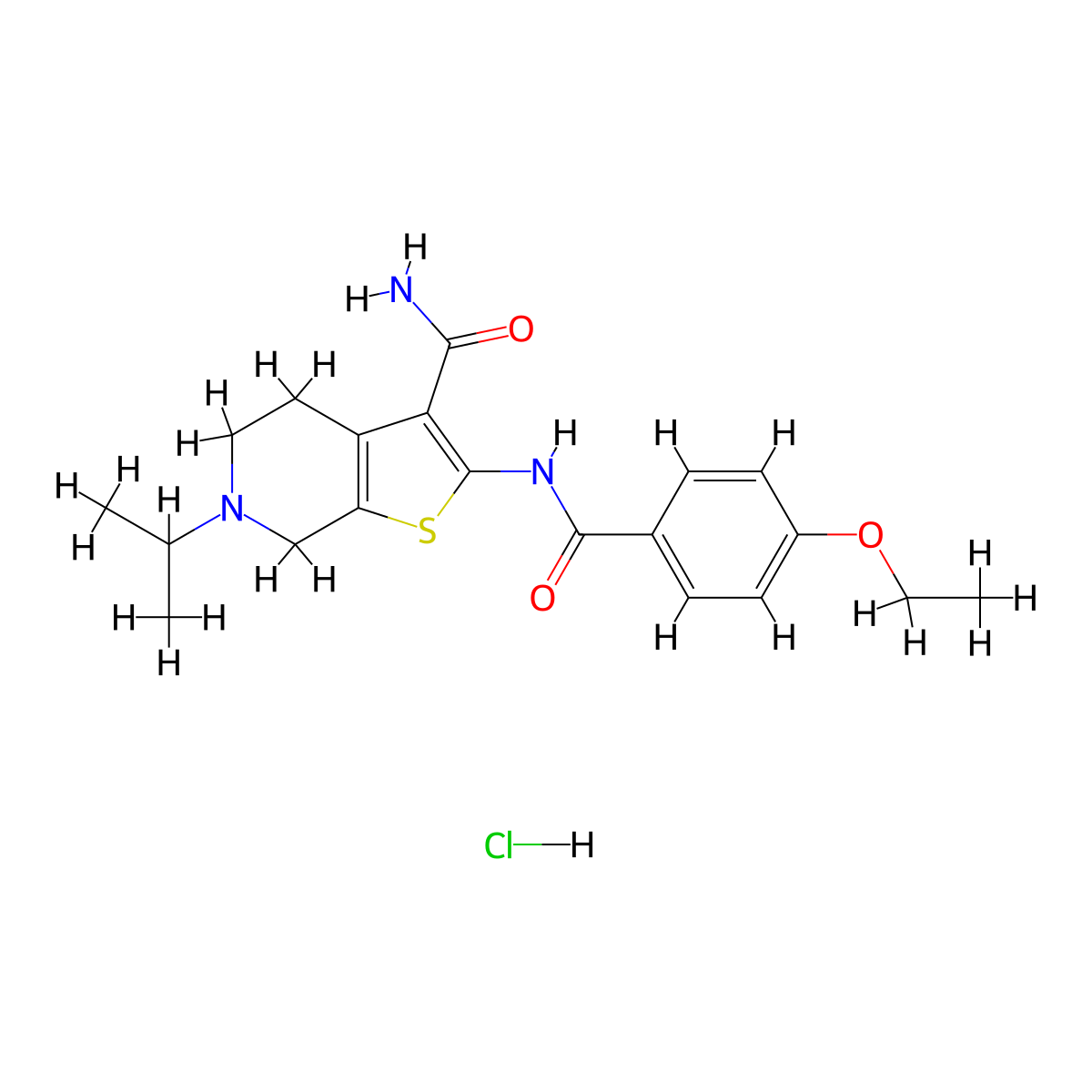2-(4-Ethoxybenzamido)-6-isopropyl-4,5,6,7-tetrahydrothieno[2,3-c]pyridine-3-carboxamide hydrochloride molecular structure, CAS 1215393-03-5