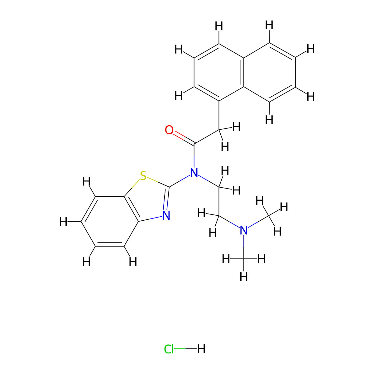 N-(benzo[d]thiazol-2-yl)-N-(2-(dimethylamino)ethyl)-2-(naphthalen-1-yl)acetamide hydrochloride molecular structure, CAS 1215393-97-7