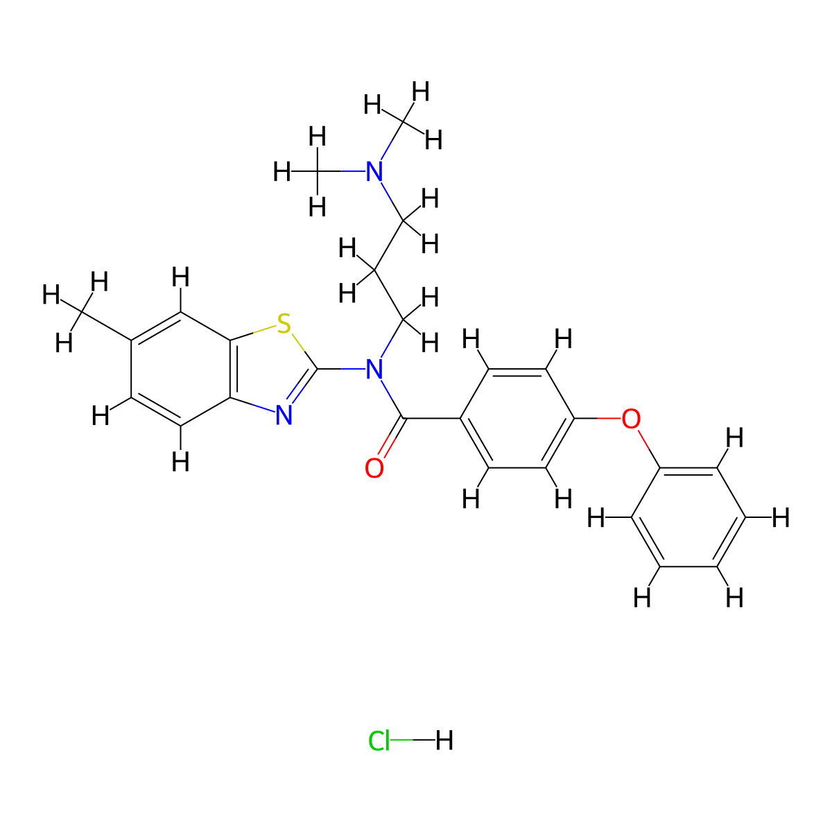 N-(3-(dimethylamino)propyl)-N-(6-methylbenzo[d]thiazol-2-yl)-4-phenoxybenzamide hydrochloride molecular structure, CAS 1215394-83-4