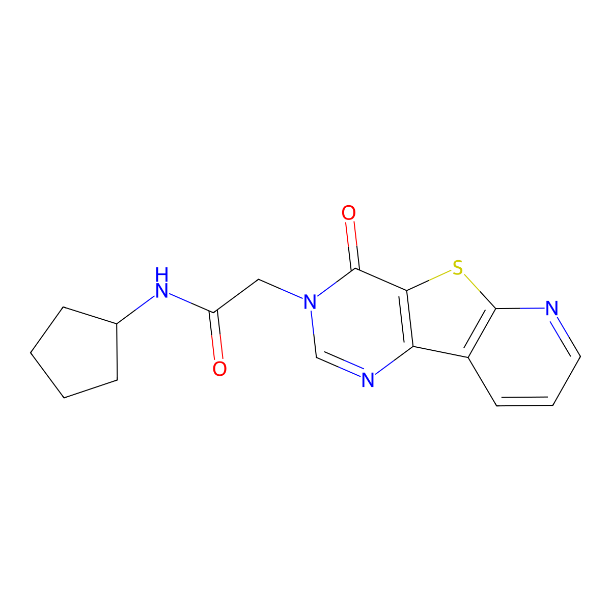 N-cyclopentyl-2-(4-oxopyrido[3',2':4,5]thieno[3,2-d]pyrimidin-3(4H)-yl)acetamide molecular structure, CAS 1215395-42-8