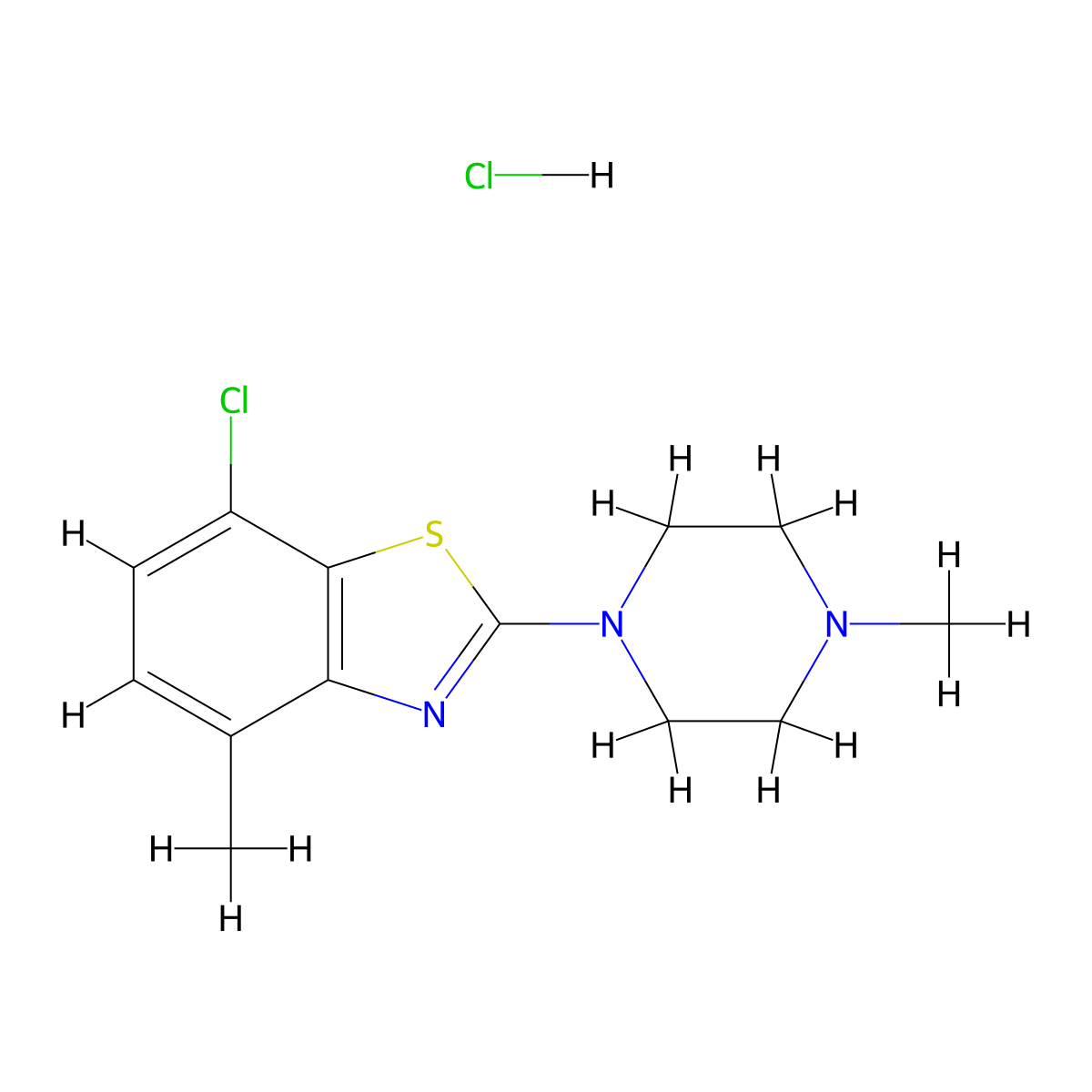 7-Chloro-4-methyl-2-(4-methylpiperazin-1-yl)benzo[d]thiazole hydrochloride molecular structure, CAS 1215396-71-6