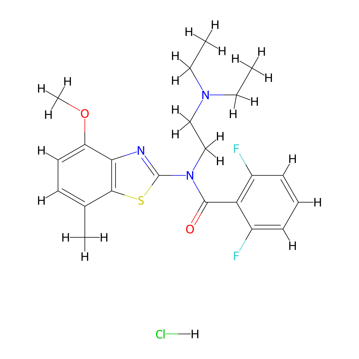 N-(2-(diethylamino)ethyl)-2,6-difluoro-N-(4-methoxy-7-methylbenzo[d]thiazol-2-yl)benzamide hydrochloride molecular structure, CAS 1215398-68-7