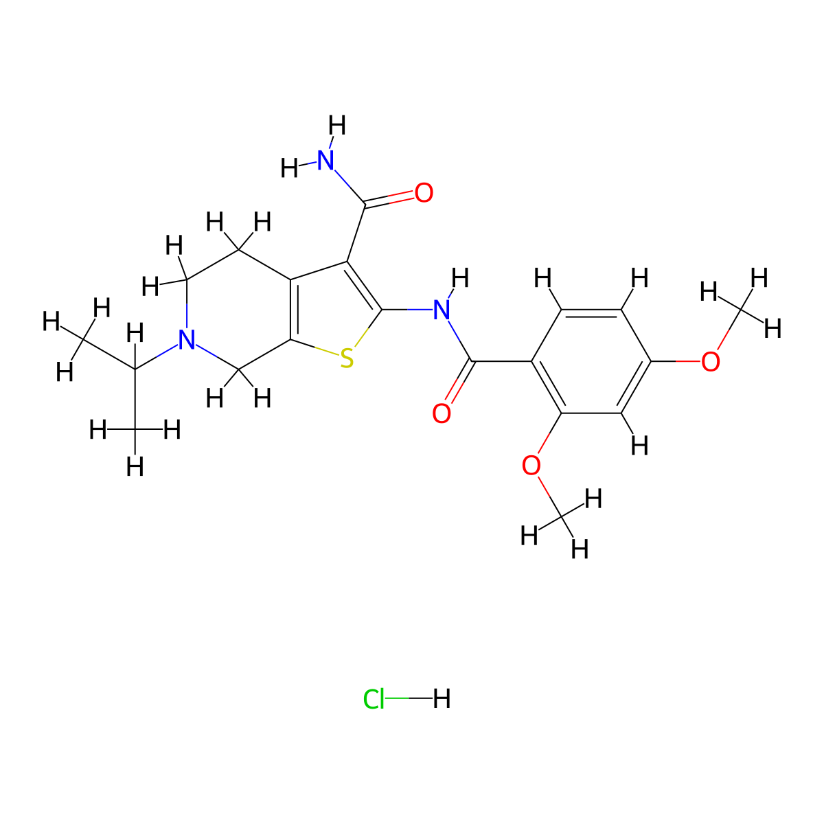 2-(2,4-dimethoxybenzamido)-6-(propan-2-yl)-4H,5H,6H,7H-thieno[2,3-c]pyridine-3-carboxamide hydrochloride molecular structure, CAS 1215399-61-3