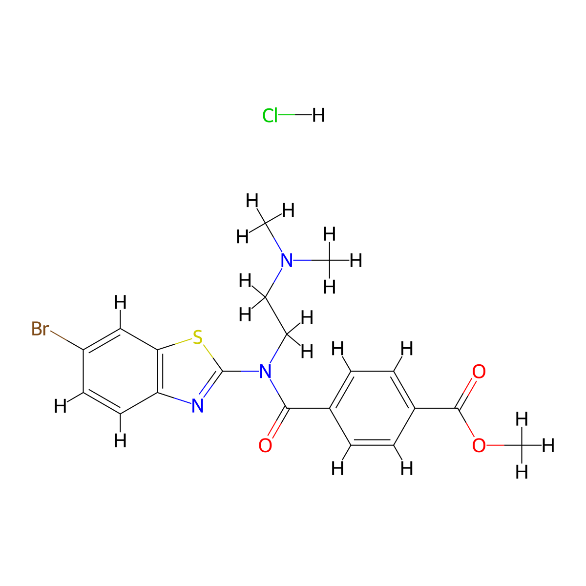 Methyl 4-((6-bromobenzo[d]thiazol-2-yl)(2-(dimethylamino)ethyl)carbamoyl)benzoate hydrochloride molecular structure, CAS 1215400-06-8