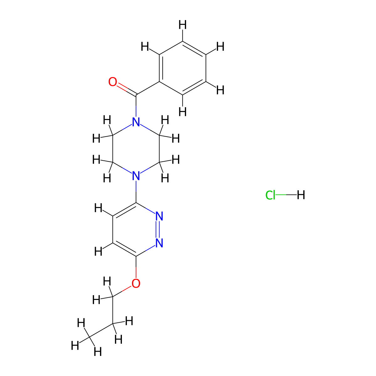 Phenyl(4-(6-propoxypyridazin-3-yl)piperazin-1-yl)methanone hydrochloride molecular structure, CAS 1215401-05-0