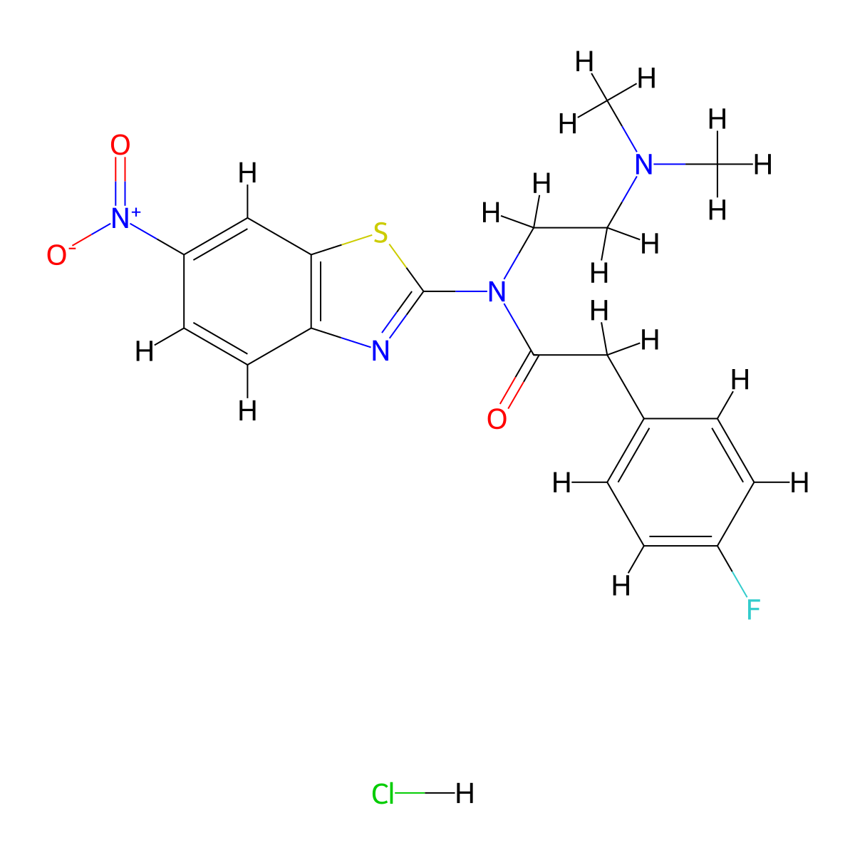N-(2-(dimethylamino)ethyl)-2-(4-fluorophenyl)-N-(6-nitrobenzo[d]thiazol-2-yl)acetamide hydrochloride molecular structure, CAS 1215402-74-6