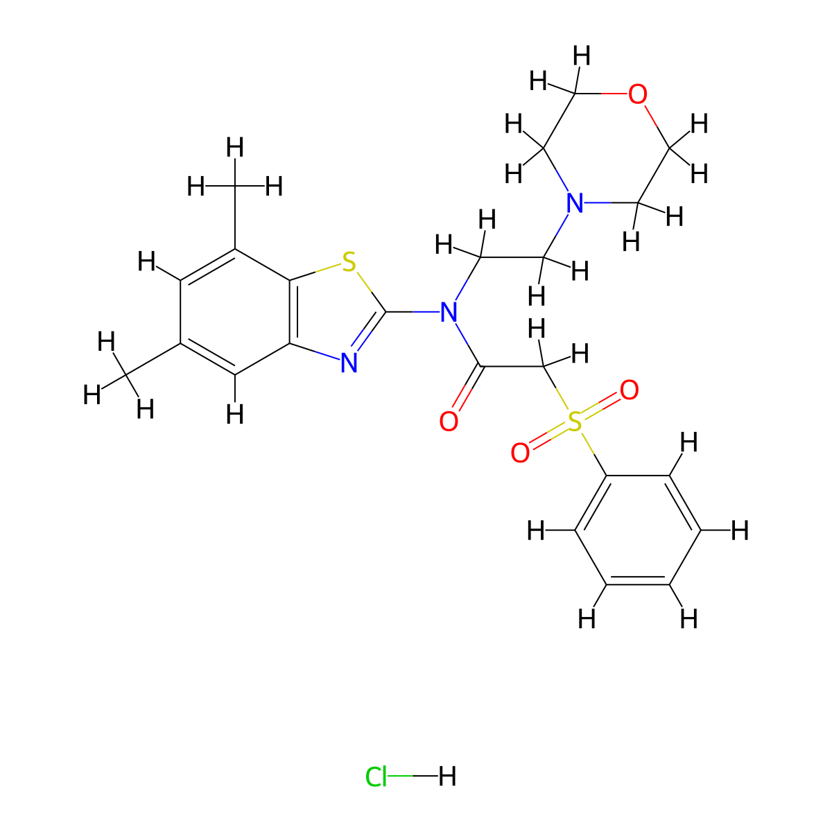 N-(5,7-dimethylbenzo[d]thiazol-2-yl)-N-(2-morpholinoethyl)-2-(phenylsulfonyl)acetamide hydrochloride molecular structure, CAS 1215403-07-8