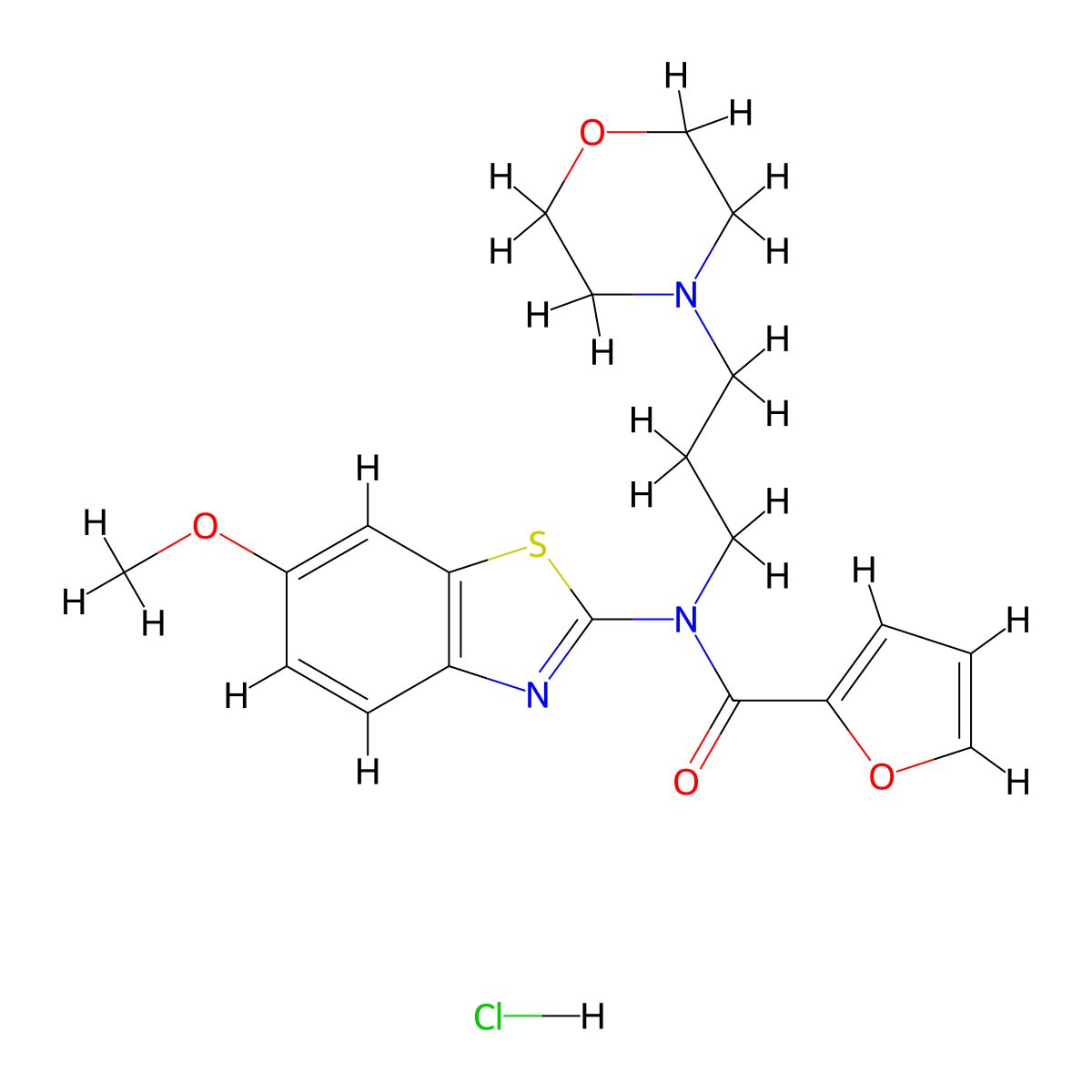 N-(6-methoxybenzo[d]thiazol-2-yl)-N-(3-morpholinopropyl)furan-2-carboxamide hydrochloride molecular structure, CAS 1215403-38-5