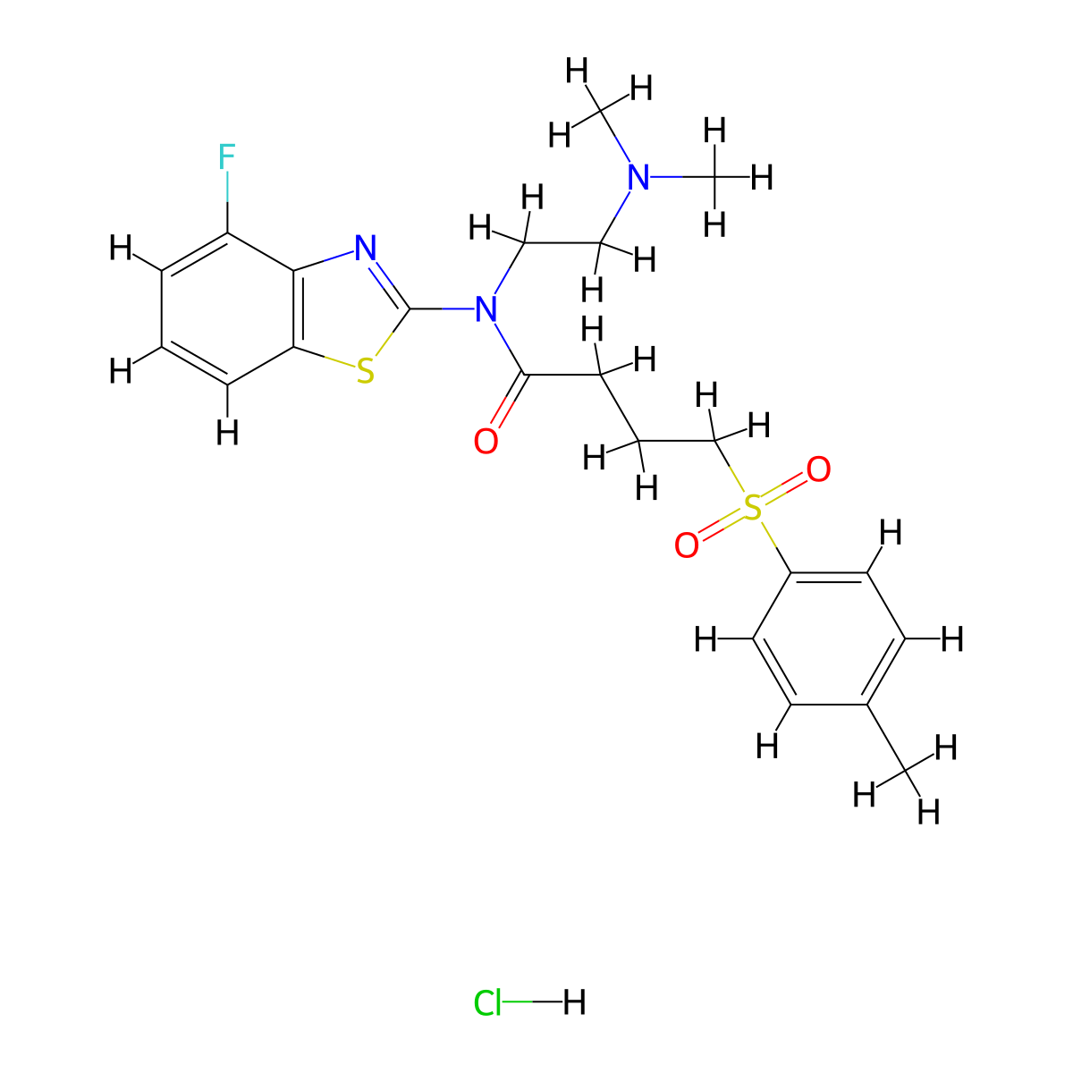 N-(2-(dimethylamino)ethyl)-N-(4-fluorobenzo[d]thiazol-2-yl)-4-tosylbutanamide hydrochloride molecular structure, CAS 1215403-62-5