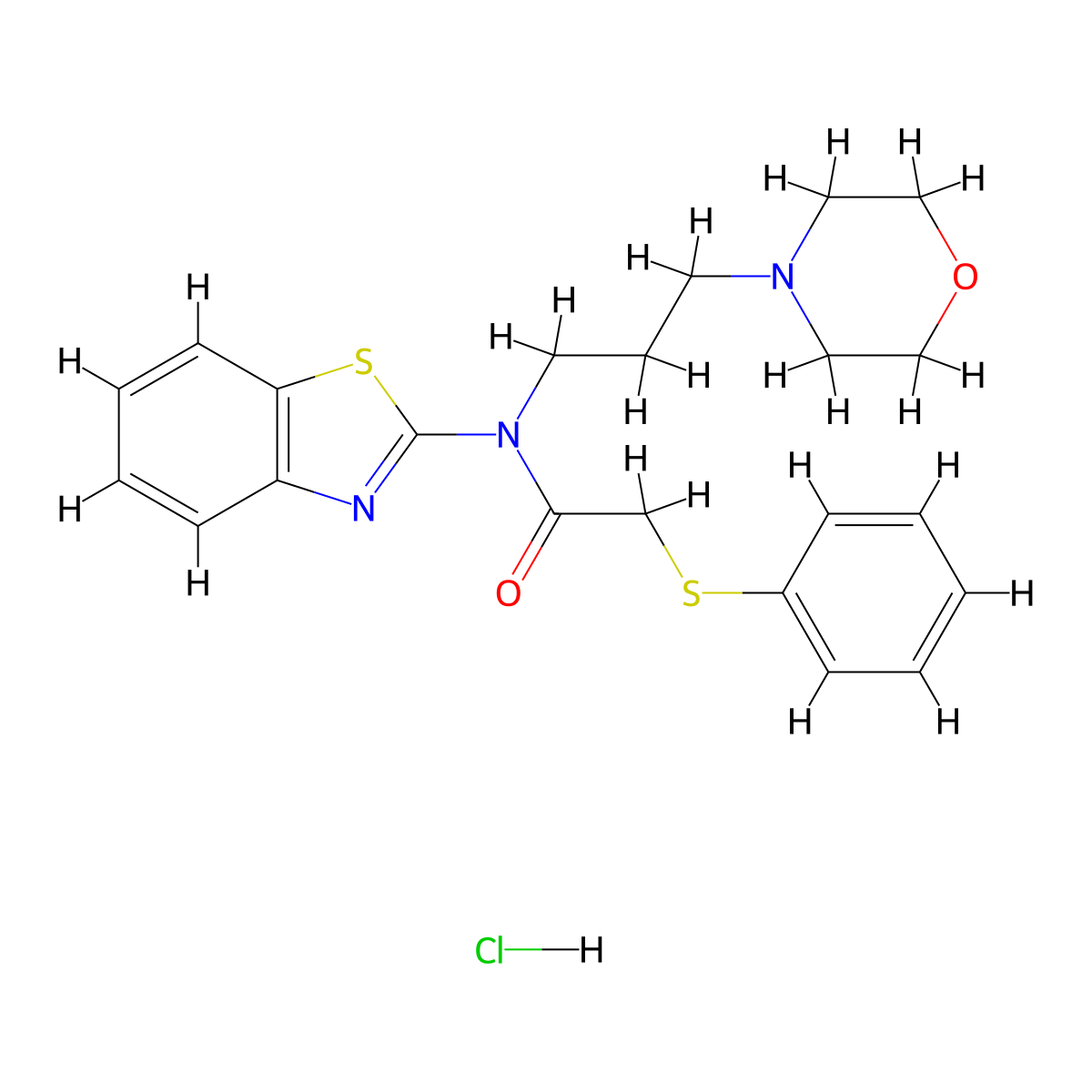 N-(benzo[d]thiazol-2-yl)-N-(3-morpholinopropyl)-2-(phenylthio)acetamide hydrochloride molecular structure, CAS 1215405-24-5