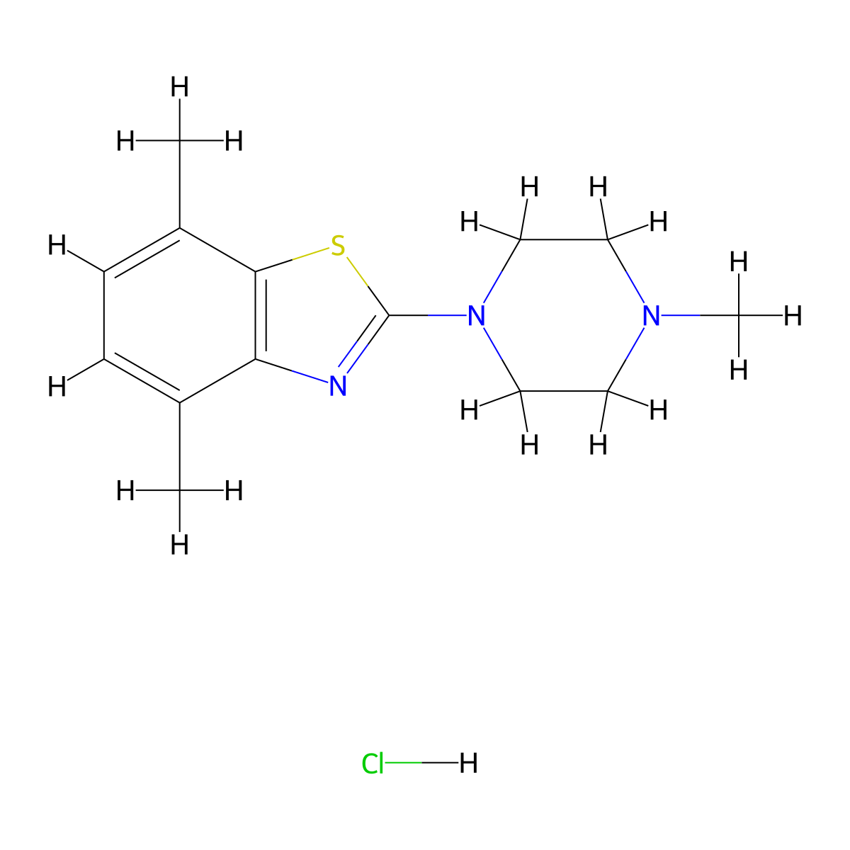 4,7-Dimethyl-2-(4-methylpiperazin-1-yl)benzo[d]thiazole hydrochloride molecular structure, CAS 1215406-39-5