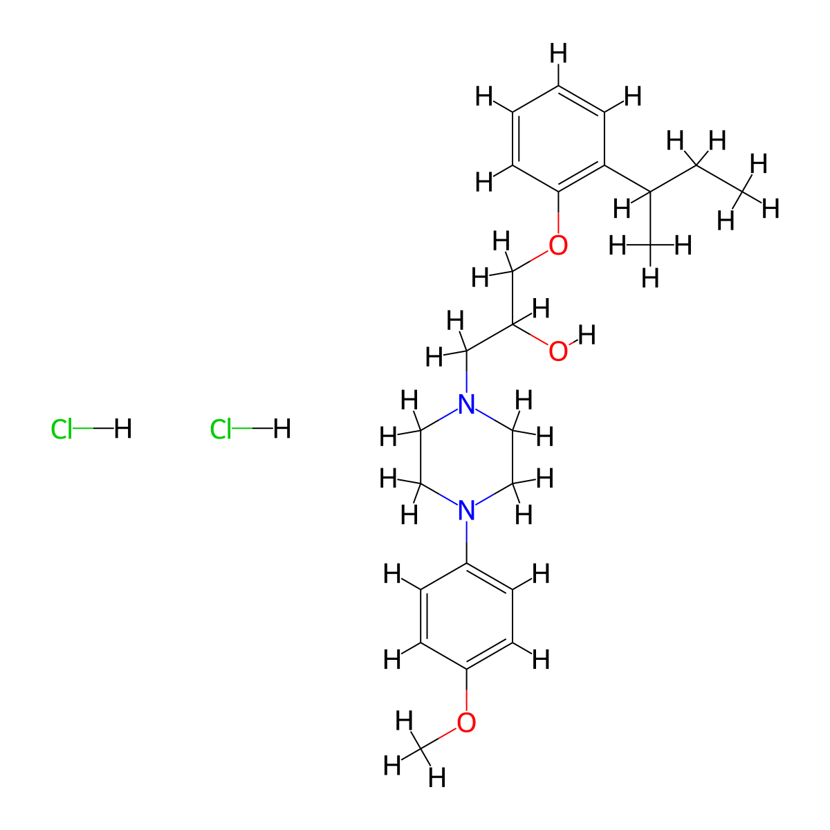 1-(2-(Sec-butyl)phenoxy)-3-(4-(4-methoxyphenyl)piperazin-1-yl)propan-2-ol dihydrochloride molecular structure, CAS 1215406-92-0